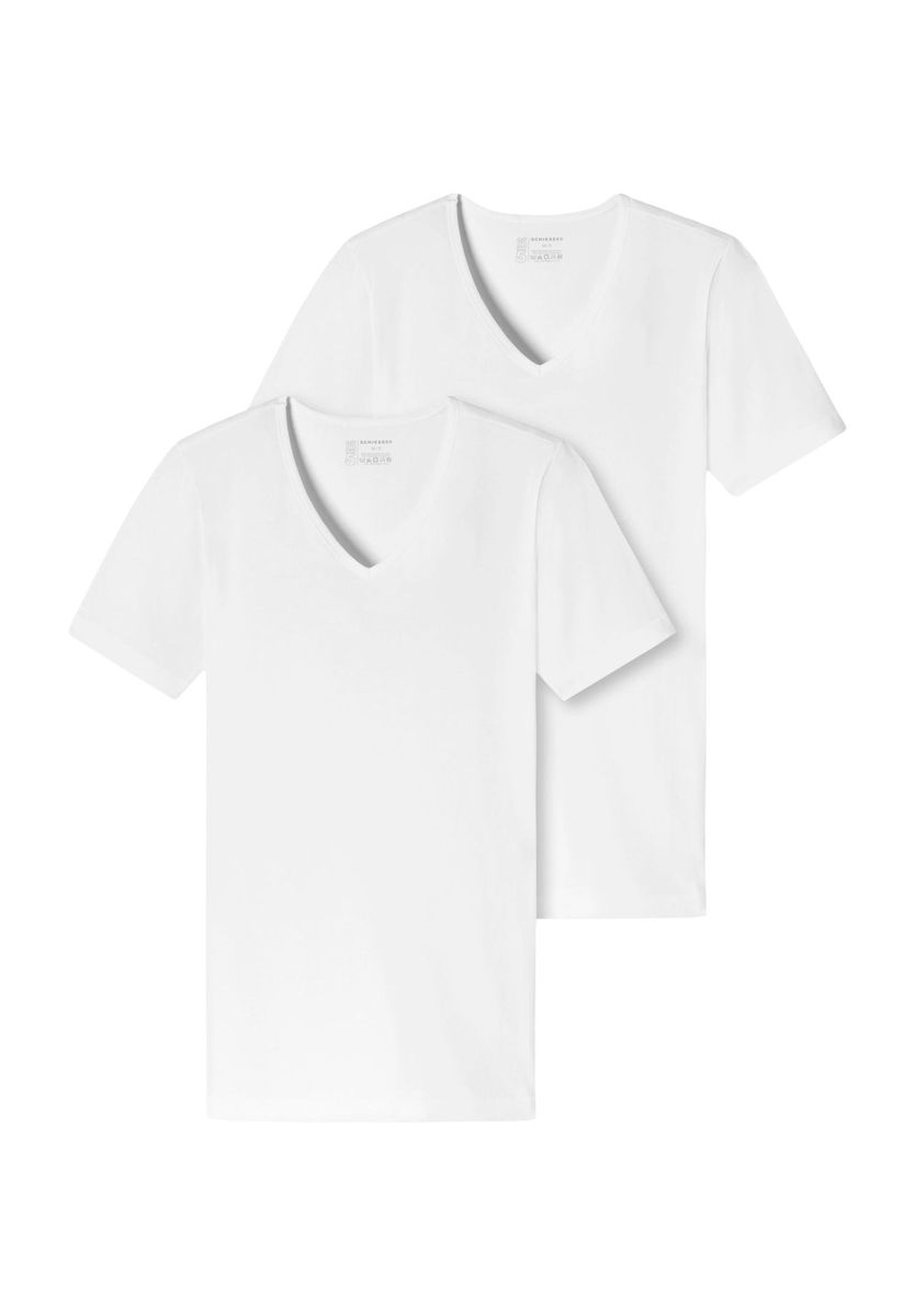 Klassisches Baumwoll-T-Shirt mit V-Ausschnitt im Doppelpack
