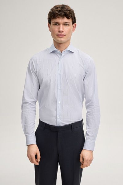 P&C Pares Hellblau Gemustertes Hemd Slim Fit Baumwolle