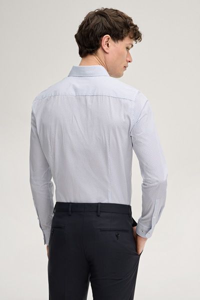 P&C Pares Hellblau Gemustertes Hemd Slim Fit Baumwolle