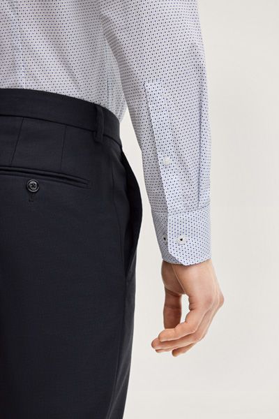 P&C Pares Hellblau Gemustertes Hemd Slim Fit Baumwolle