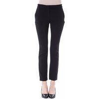 Schmal geschnittene, schwarze Hose mit geradem Bein
