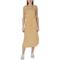 Gestreiftes Midi-Kleid mit Kordelzug in der Taille