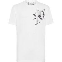 Baumwoll-T-Shirt mit Gothic-Schriftzug