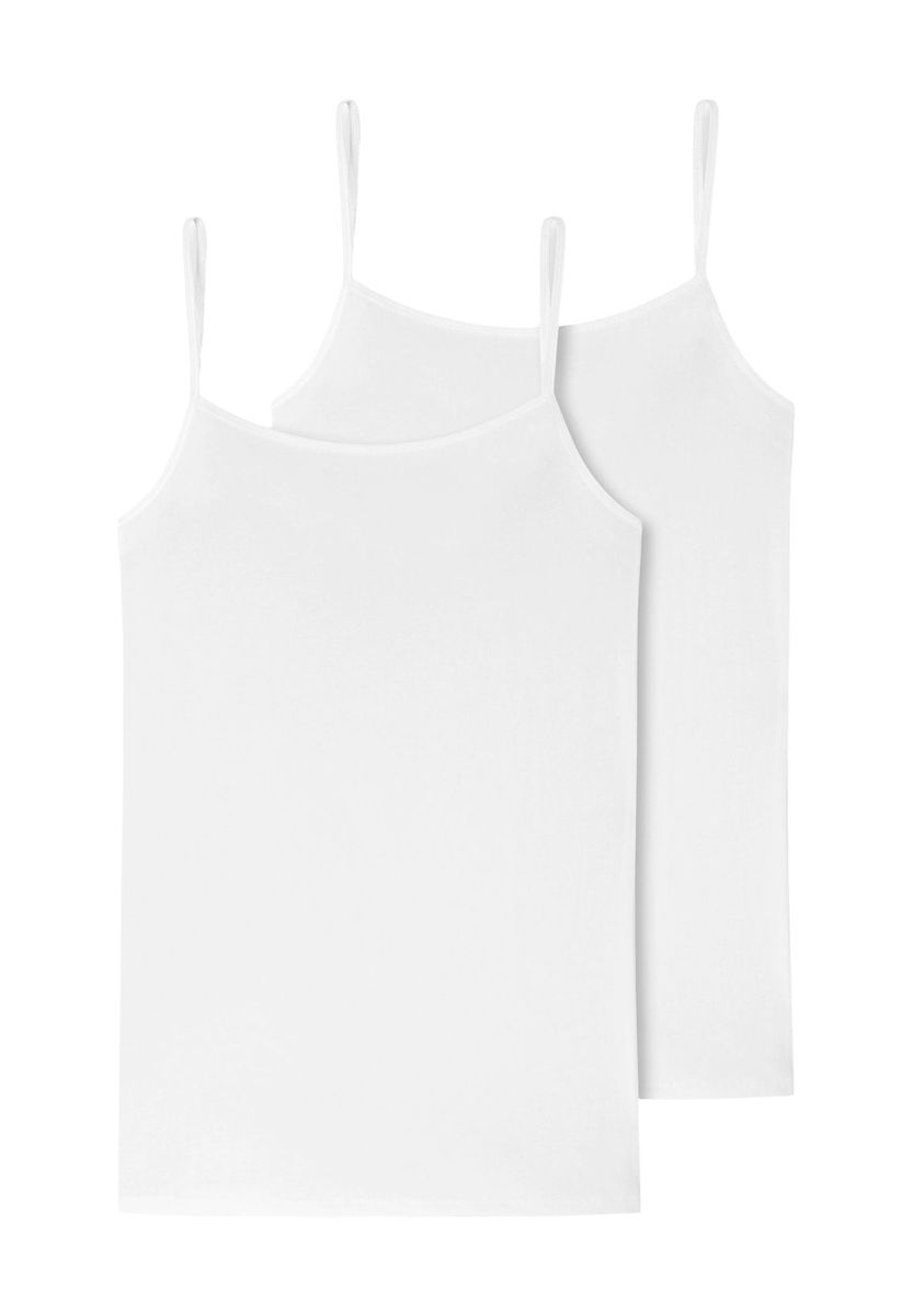 Weißes Spaghettiträger Baumwoll Tank Top Set
