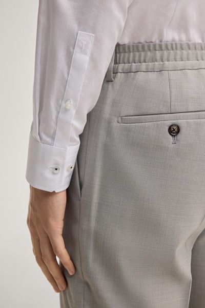 Cornflower Pierce Weiß Gemustertes Businesshemd Slim Fit Langarm