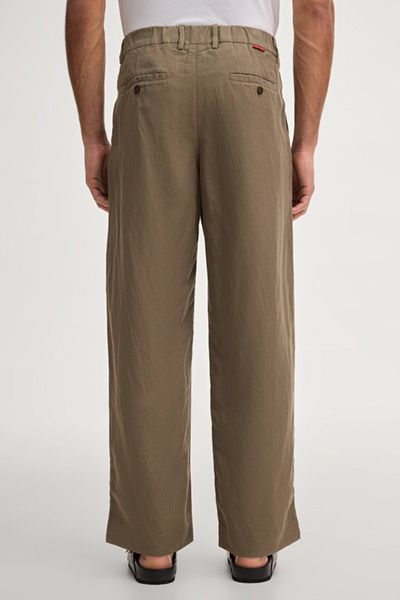 Joop! Rondo Khaki Bundfaltenhose Relaxed Fit Lyocell-Leinen-Mischung