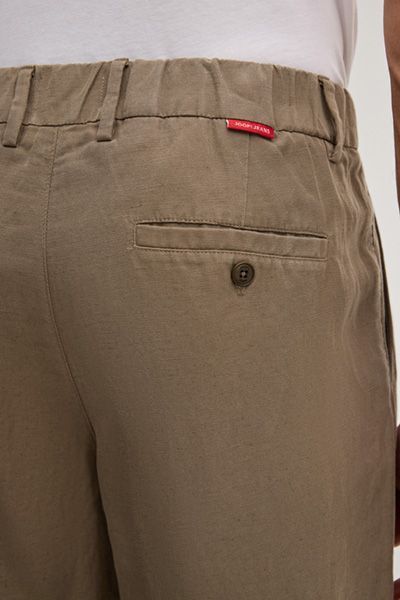 Joop! Rondo Khaki Bundfaltenhose Relaxed Fit Lyocell-Leinen-Mischung