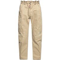 Beige Hose aus Baumwollmischung mit Destroyed-Effekt