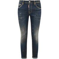 Dunkelblaue Skater-Jeans mit Used-Look
