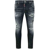 Schwarze Skater Jeans mit Used-Waschung