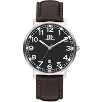 Klassische silberfarbene Uhr mit braunem Armband