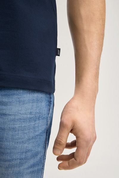 JOOP! Jose Marineblaues T-Shirt mit gestreiftem Kragen und Bündchen