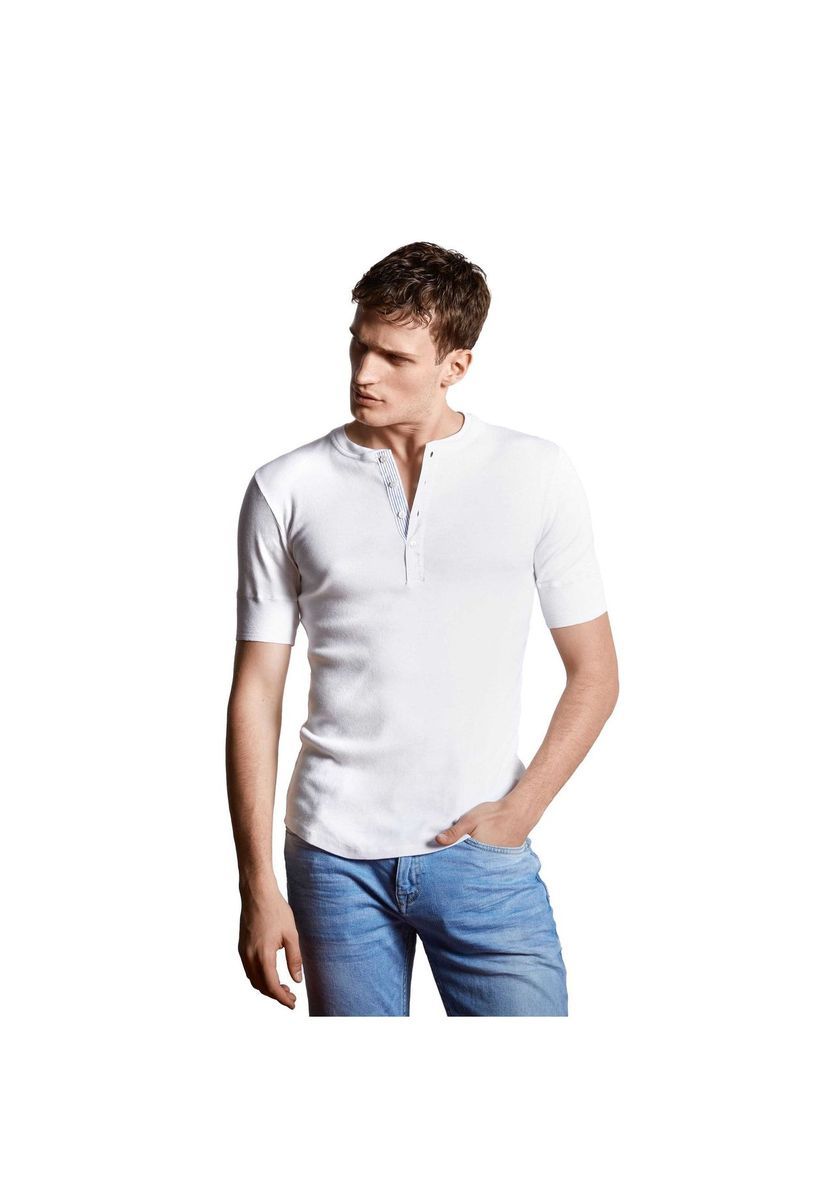 Klassisches Kurzarm Henley Shirt