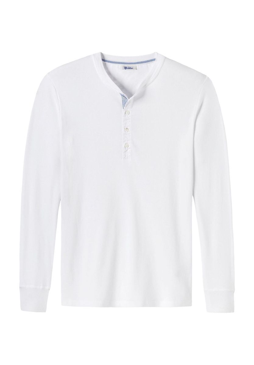 Klassisches Baumwoll-Henley Langarmshirt