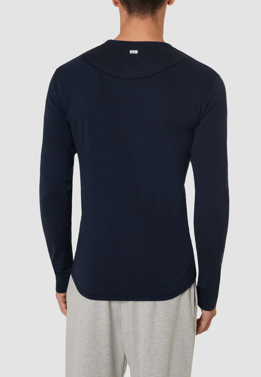 Herren Langarm Henley Shirt