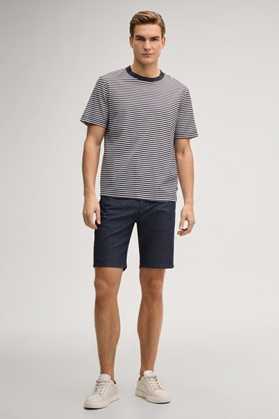 Joop! Ronito Marineblau und Weiß Gestreiftes Baumwoll-T-Shirt Unisex