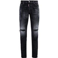 Schwarze Slim Jeans mit Used-Waschung