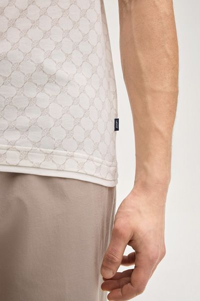 Cornflower Victormanuel Offwhite Monogramm-Muster Rundhals Kurzarm T-Shirt