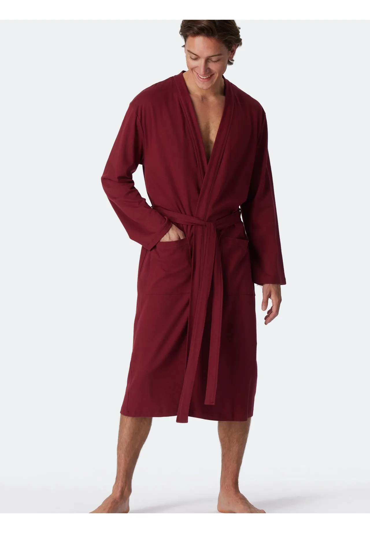 SCHIESSER Bademantel, Baumwolle, Kimono-Schnitt, für Herren, rot, L
