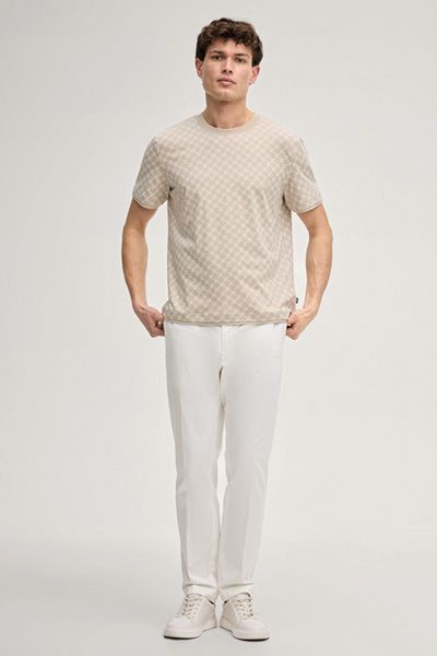 Joop! Cornflower Beige Monogramm T-Shirt Kurzarm Baumwollmischung