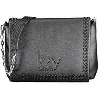 Schwarze Schultertasche aus Leder mit Nieten