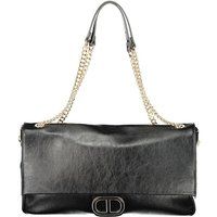Schwarze Schultertasche mit Kettendetail