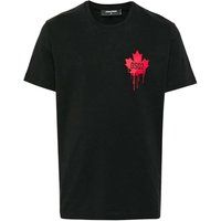 Schwarzes Baumwoll-T-Shirt mit Logo-Print