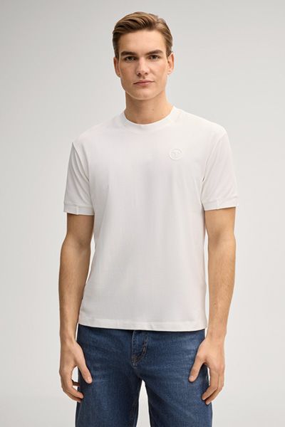 T-Shirt Dallacio Offwhite Baumwollmischung Rundhalsausschnitt Kurzarm