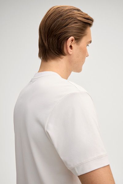 T-Shirt Dallacio Offwhite Baumwollmischung Rundhalsausschnitt Kurzarm