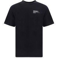 Schwarzes Baumwoll-T-Shirt mit Logo-Print