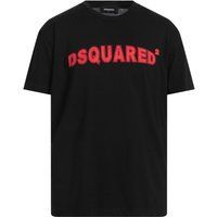 Schwarzes Baumwoll-T-Shirt mit rotem Logo