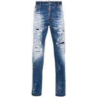 Destroyed Slim-Fit Jeans mit Farbspritzern