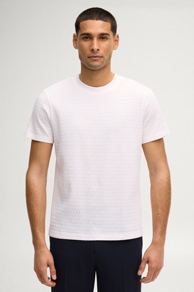 Jack & Jones Raulos Off-White Strukturiertes Baumwoll T-Shirt mit Rundhalsausschnitt