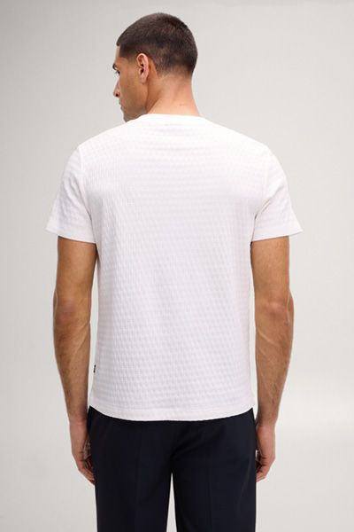 Jack & Jones Raulos Off-White Strukturiertes Baumwoll T-Shirt mit Rundhalsausschnitt