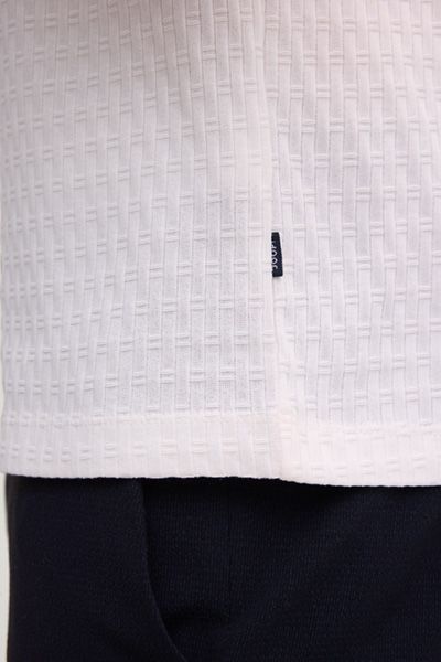 Jack & Jones Raulos Off-White Strukturiertes Baumwoll T-Shirt mit Rundhalsausschnitt