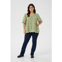 A-Linien Bluse mit Stickerei und Puffärmeln