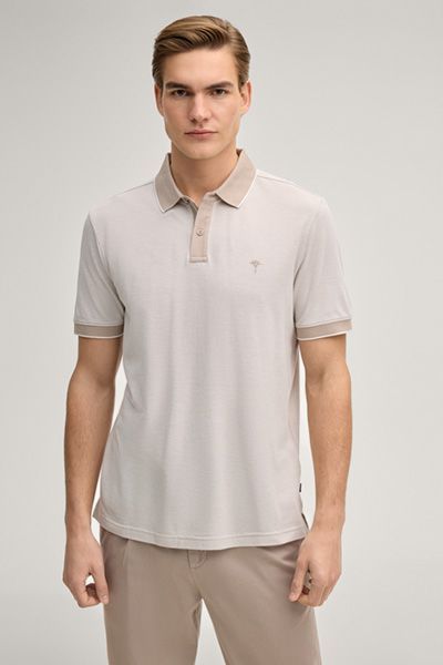 JOOP! Percyco Poloshirt Beige Kontrastbesatz Baumwolle Kurzarm