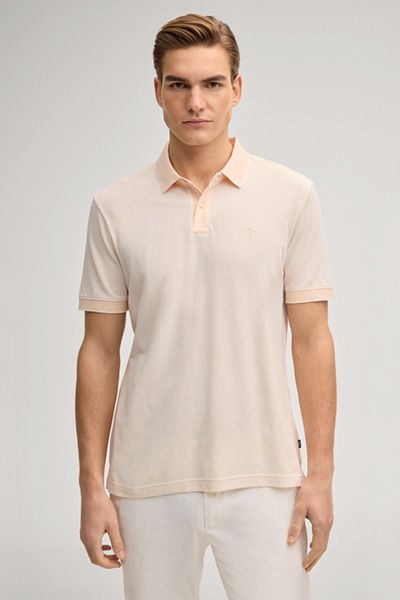 Joop! Percyco Aprikot Poloshirt mit gestreiftem Besatz Baumwolle