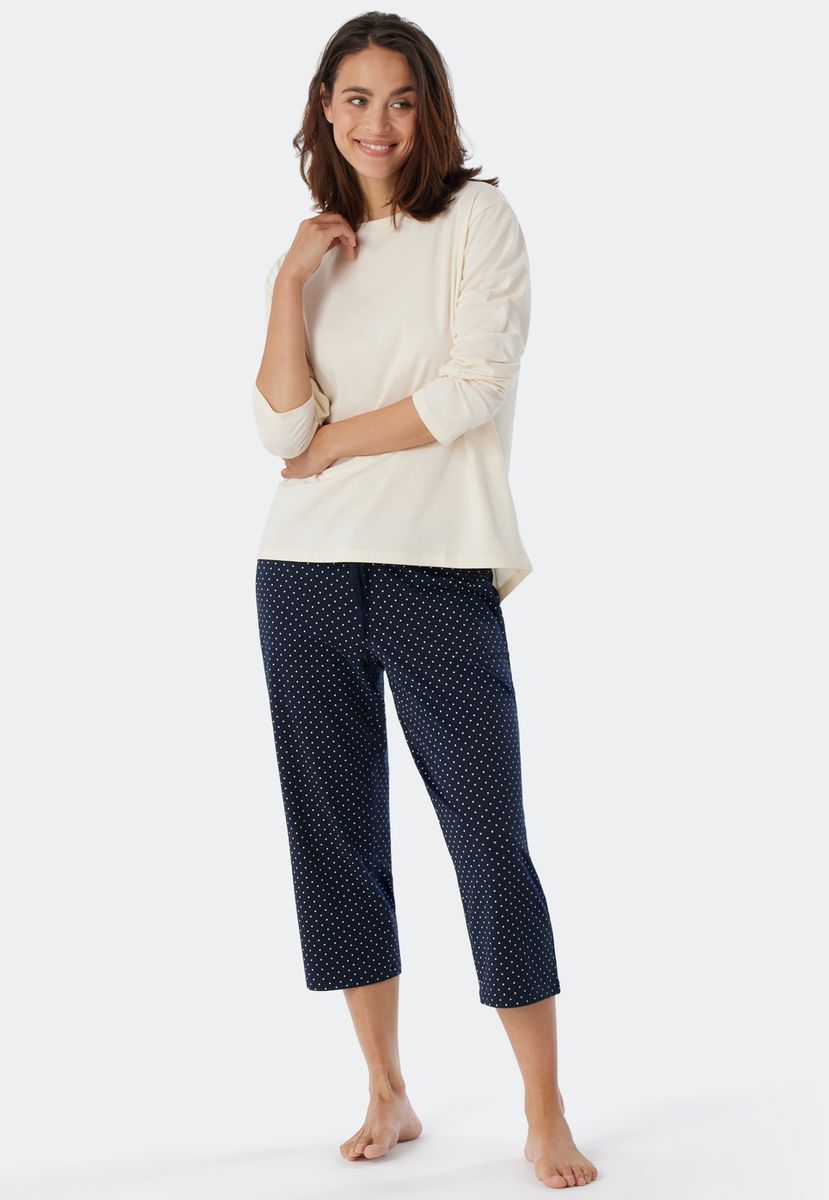 SCHIESSER Mix+Relax Schlafanzug-Oberteil, Langarm, Rundhals, für Damen, beige, 36