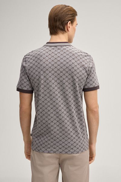 Joop! Jessino Braunes Monogramm-Poloshirt mit gestreiftem Kragen