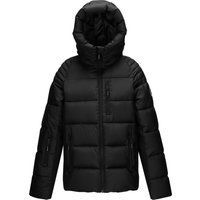 Schwarze gefütterte Parkajacke mit Kapuze