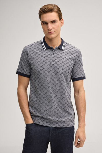 Joop! Jessino Herren Poloshirt mit dunkelblauem Monogramm-Muster