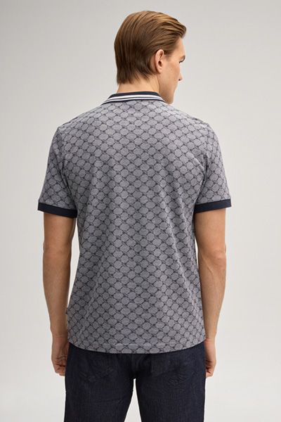 Joop! Jessino Herren Poloshirt mit dunkelblauem Monogramm-Muster