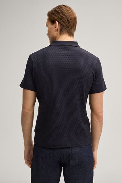 Joop! Jorge Marineblau strukturiertes Baumwoll-Poloshirt Klassische Passform