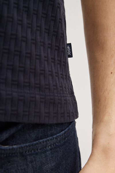 Joop! Jorge Marineblau strukturiertes Baumwoll-Poloshirt Klassische Passform