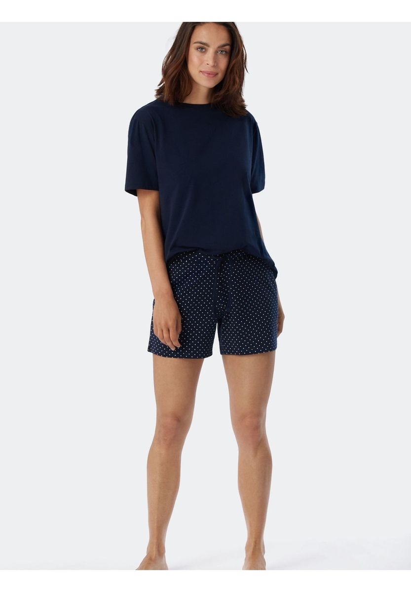 Marineblaue Lounge Shorts mit Tupfenmuster