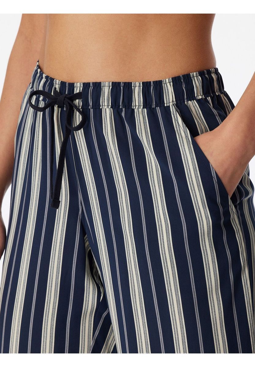 Gestreifte Viskose-Loungehose mit Kordelzug