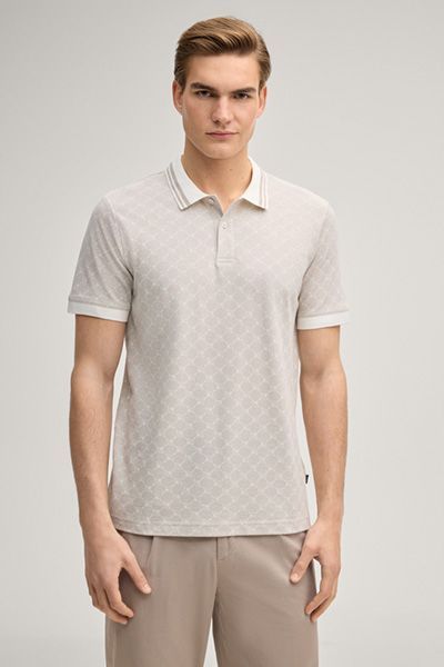 Joop! Jessino Offwhite Monogramm Poloshirt mit Streifenkragen