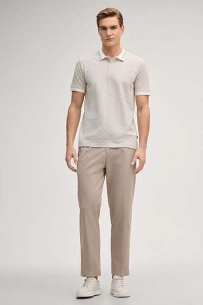 Joop! Jessino Offwhite Monogramm Poloshirt mit Streifenkragen