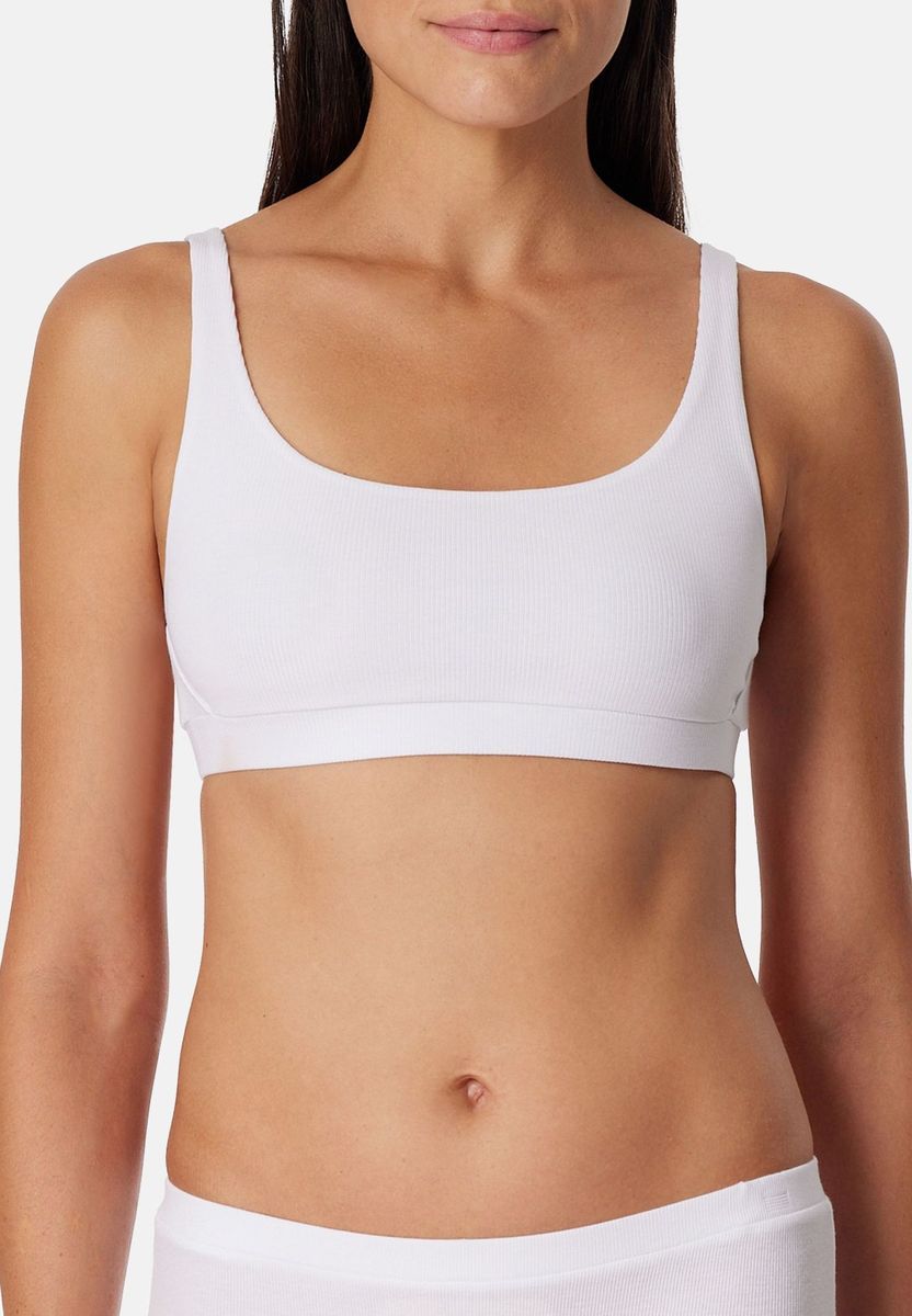 Geripptes Bustier mit Rundhalsausschnitt